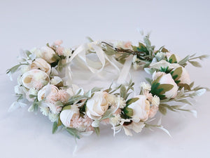 Womens Cream White Flower Leaf Party Wedding Beach Hair Crown Headband Garlands