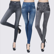 Women Faux Denim Jeans look Stretch Pencil Slim Leggings Jeggings Pants AU6-12