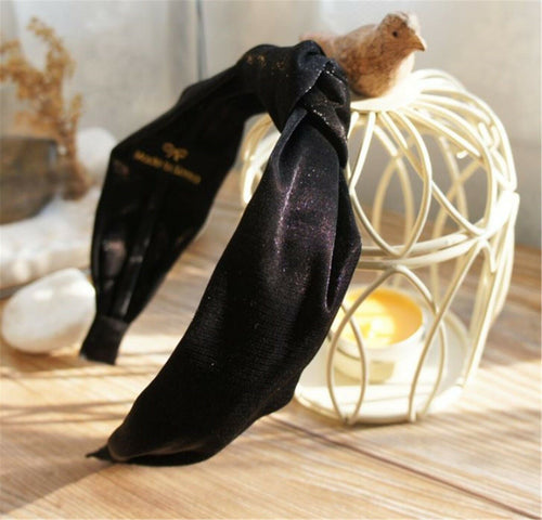 Women Lady Retro Boho Metal Shine Bling Lace Hair Headband Head Wrap Band hoop Black