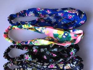 Women Lady 70' 80' Retro Boho bohemian floral Party Cross scarf Hair head band