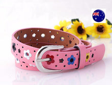 Lady Girls Kid Children Synthetic Leather Chic Flower Floral Pants Buckle Belt