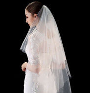 Women White / Beige Bride Hen's Night Head Hair lace Wedding Veil WITH COMB PURE WHITE