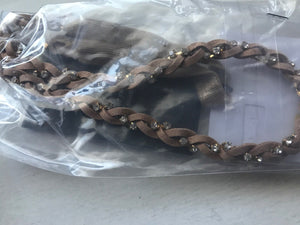 Women Girl Braided suede leather Bohemian Braided Cystal hair band headband Wrap