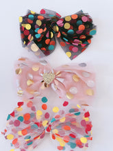 Girl Children Kids Polka Dot Rainbow Mesh Lace BOW Ribbon Hair Head Clip Pin