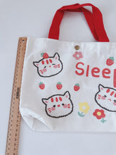 Women Girls Cute Bunny Cat Carry Small Tote Eco Canvas Shopping Bag