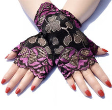 Woman Halloween Retro Party Opera Fancy Costume Lace Fingerless SHORT Gloves