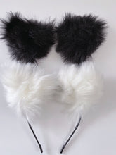 Women Girl Fluffy Fur Cat Kitty fox Bear Costume Ear Party Hair head band Hoop
