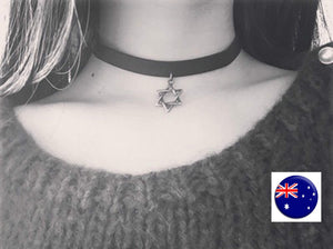 Women Girl Retro CHIC Punk Harajuku hexagram Star Choker Short Necklace Pendant