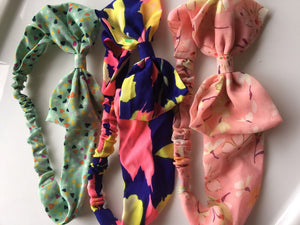Women Lady Girl 70' 80' Retro Party bow Chiffon Headband Head Hair band Scarf
