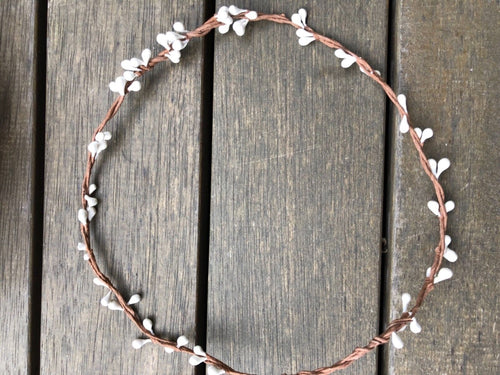 Women Flower Girl beach Boho Seeds Berry Hair head Headband Tiara Garland White Seed headband