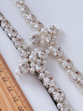 Women Crystal Rhinestone Pearl Cross Prom Wedding Waist Dress Belt Waistband