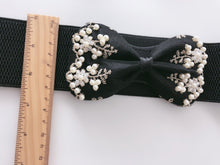 Women Lace Pearl Gorgeous Ribbon Bow Elastic Stretch Dress Waist Band Wrap Belt