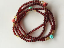 Mother's day Gift Women Beads Beaded ruby Garnet Stone Gemstone Wrist Bracelet DARK RED