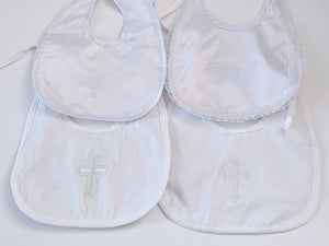 Baby Shower Girls Boys White Christening Outfits Match Cross Bib Burp Apron