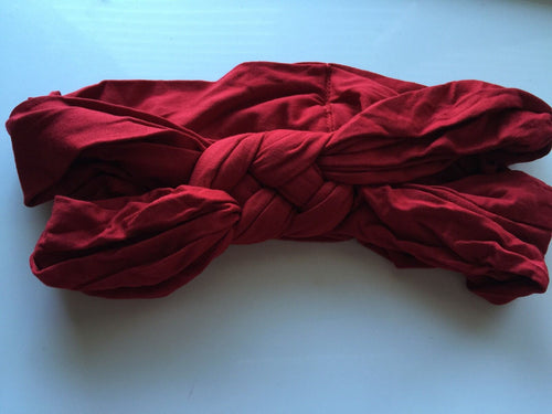 Women Girl 70' 80' Retro Braided Party bow boho Cotton Headband Hair band Wrap Red