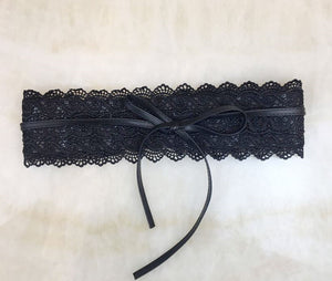 Women Lady Crochet Lace Retro Bowknot Trim Elegant Dress Party Waist Belt Band