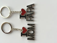 1x I LOVE PAPA or MOM Metal Key Ring Key chain Holder Novelty Mother's day Gift