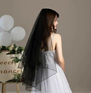 Women White Or Black Bride Wedding Simple Raw Lace Head Hair Veil Without COMB