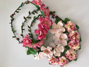 Women Flower Girl Boho Party Wedding Beach Pink Crown hair headband Garland