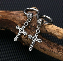 Men Women Cool Titanium Plated Cross dangle Hip hops Gothic Huggie Earrings - Sophisticated Jewelry for Women