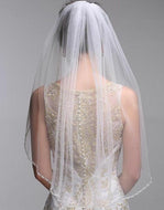 Women White Ivory Bride Head Hair Crystal Trim lace Tulle Wedding Veil COMB PURE WHITE