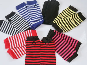 Women Girl Children Kids Party Costume Stripe Knit Fingerless medium Gloves