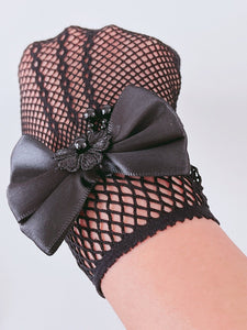 Women Ball Party Fancy Function Wedding Net Bow Short Black Red White Gloves