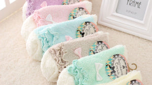 Women Girl Fancy Retro Fluffy frilly princess thermal Fleece warm Short Socks