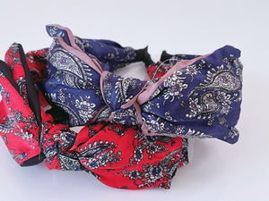 Women Girl Retro 70' 80' boho Bow Paisley Hair Band Headband Wide Wrap Hoop