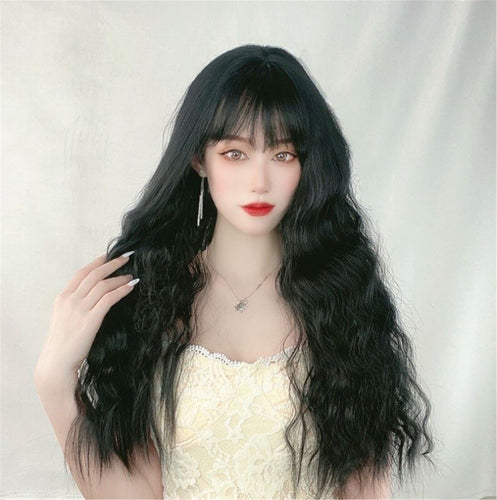 Women Black Or Red Fancy Party Function Corn Wavy Curly Long Hair Full Wig Wigs