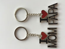 1x I LOVE PAPA or MOM Metal Key Ring Key chain Holder Novelty Mother's day Gift