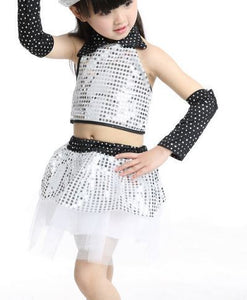 Girl Children Kid Ballet Dance Latin Performance Jazz Sequin tops Skirt Dress