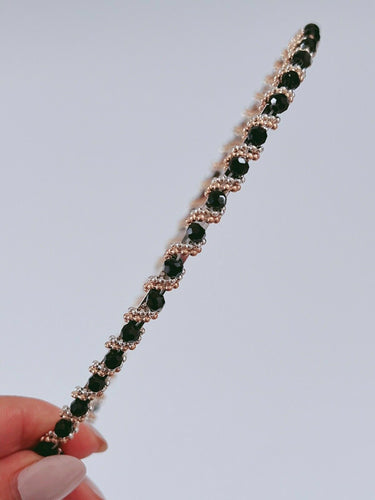 Women Girl Bling Shine Crystal Beads Party Slim Headband Head Hair Band Hoop Black