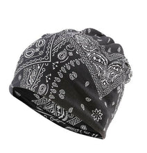 Men Women Cotton Blended Hippie Paisley Slouch Baggy Ski Beanies Hats Cap Mask Black Paisley