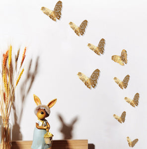 12PC Christmas Wedding Gold Silver Butterfly Party Wall Sticker Home Decorations