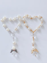 1x Christening Baptism Cross Angel Rose Rosary Bracelet Beads Wrist band Favors