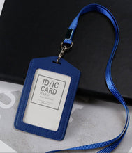 Badge Swipe Work Opal Real Leather Card Holder Security ID Tag Lanyard Strap