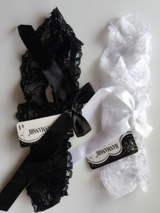 NEW Women Black White Hen's night Party Bride Wedding Lace Garter Suspender Belt