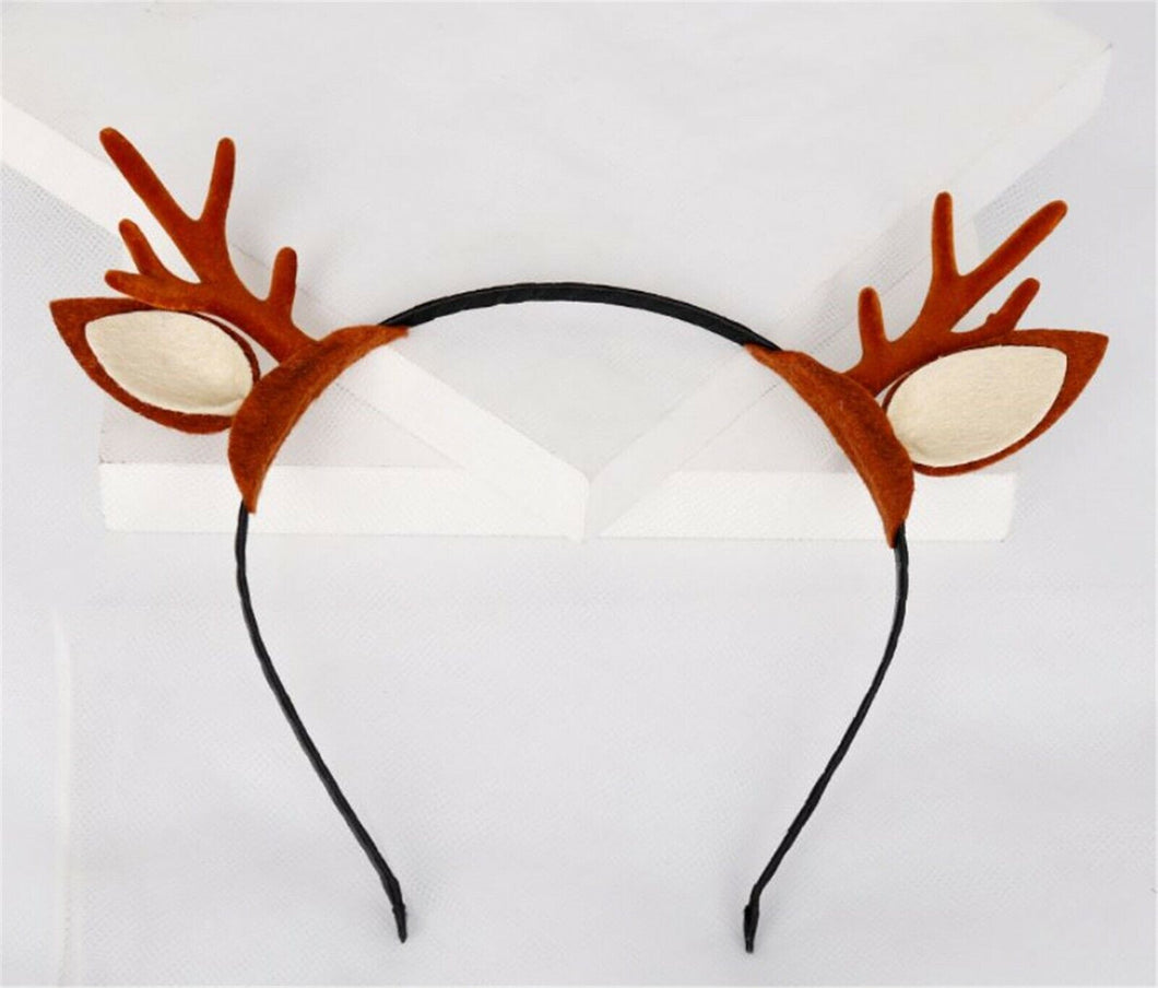 Women Girls Christmas Reindeer Deer Antlers Ear Headband Hairband Hair Head Band