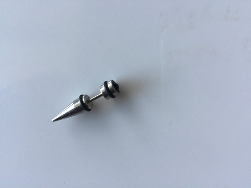 1X Men Fake Tunnel Taper 316L Titanium Steel Spike Gothic Cone Earrings Piercing 1 PEICE BLACK CRYSTAL