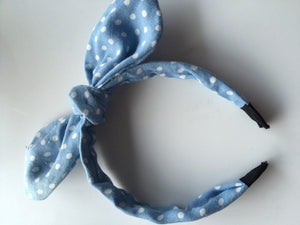 Women Lady Girls Denim Star Dots blue Wire Bunny Bow Party Headband Hair band