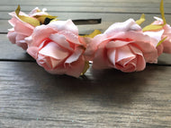 Women Pink Rose Flower Fairy Wedding Tiara hair band headband hoop Garland PROP Peach Pink Headband