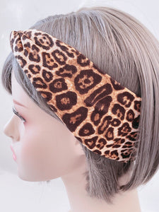 Women Girl Retro Hiphop Leopard Animal Bandana Hair Band Cross Twisted Headband
