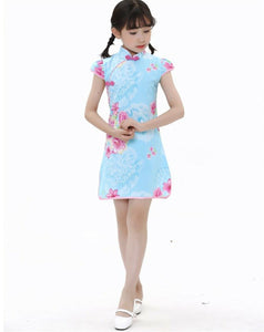 Teen Girl Chinese New Year Asian Traditional QIPAO Costume Tunic Summer Dress