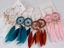 Women Retro Feather Boho Suede Crochet dream catcher Party Long Drop Earrings