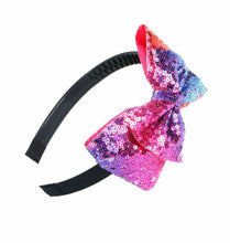 Women Girl Sequins Sequined Bling Colorful Rainbow Headband Hair Head Band bow