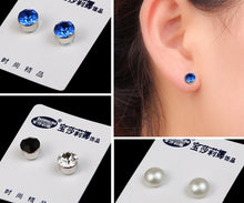 Men Lady Fake MAGNETIC Crystal Rhinestone Pearl NO Piercing ear studs Earrings