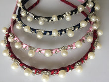 Women Girls Retro Pearl Bride Crystal Bling princess party hair head band Hoop