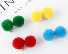 Girl Children POM POM Cute Clip on No piercing Earrings Hair Clip accessory