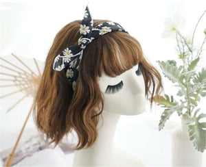 Women Retro BOHO Cotton mix Daisy Bandana Hair Head Headband Wrap Square Scarf